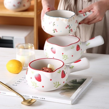 Oală ceramică mini pentru lapte, în stil japonez, pictată manual, antiaderentă, rezistentă la temperaturi înalte – pentru hrana bebelușilor, tăiței și terci de orez