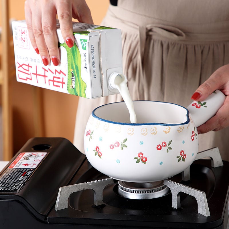 Oală ceramică mini pentru lapte, în stil japonez, pictată manual, antiaderentă, rezistentă la temperaturi înalte – pentru hrana bebelușilor, tăiței și terci de orez