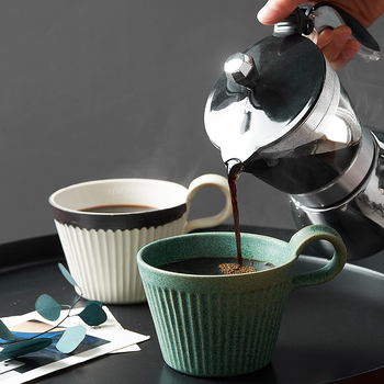 Set de cești și farfurioare pentru cafea din ceramică, lucrat manual, în stil japonez retro, cești pentru mic dejun și cappuccino