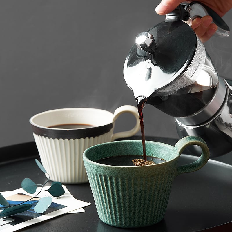 Set de cești și farfurioare pentru cafea din ceramică, lucrat manual, în stil japonez retro, cești pentru mic dejun și cappuccino