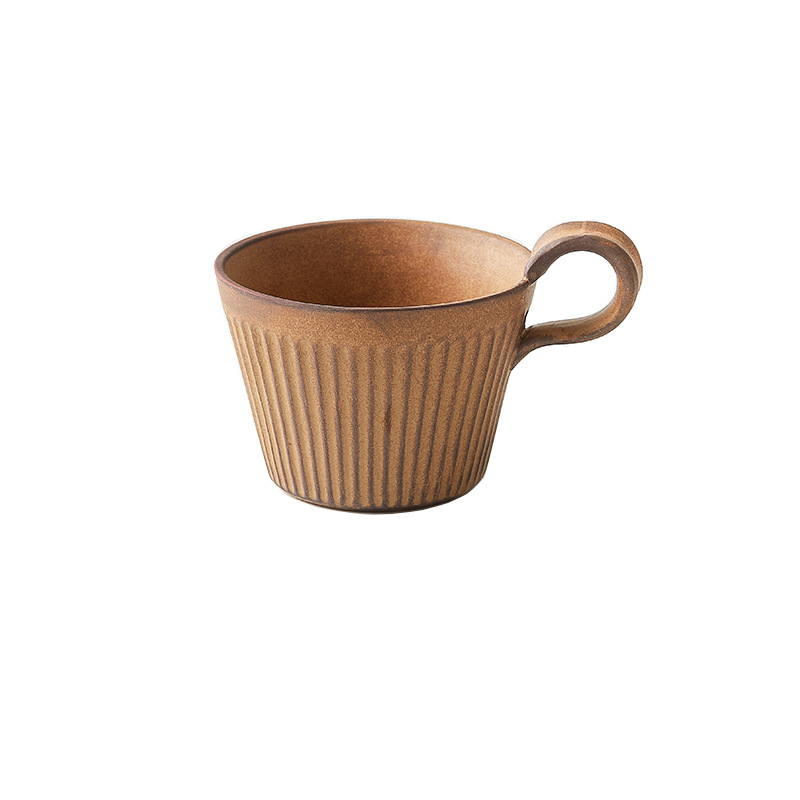 Set de cești și farfurioare pentru cafea din ceramică, lucrat manual, în stil japonez retro, cești pentru mic dejun și cappuccino