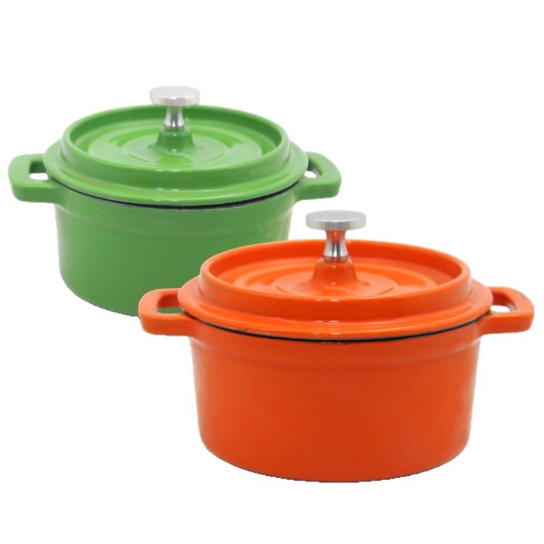 Oală de gătit din fontă emailată, neacoperită, oală mini pentru supă (10 cm, 1,1–2 L)