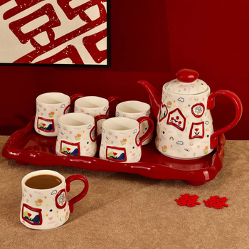 Set de ceai ceramic de înaltă calitate, ambalat într-o cutie cadou, ideal pentru mutarea într-o casă nouă și pentru nuntă