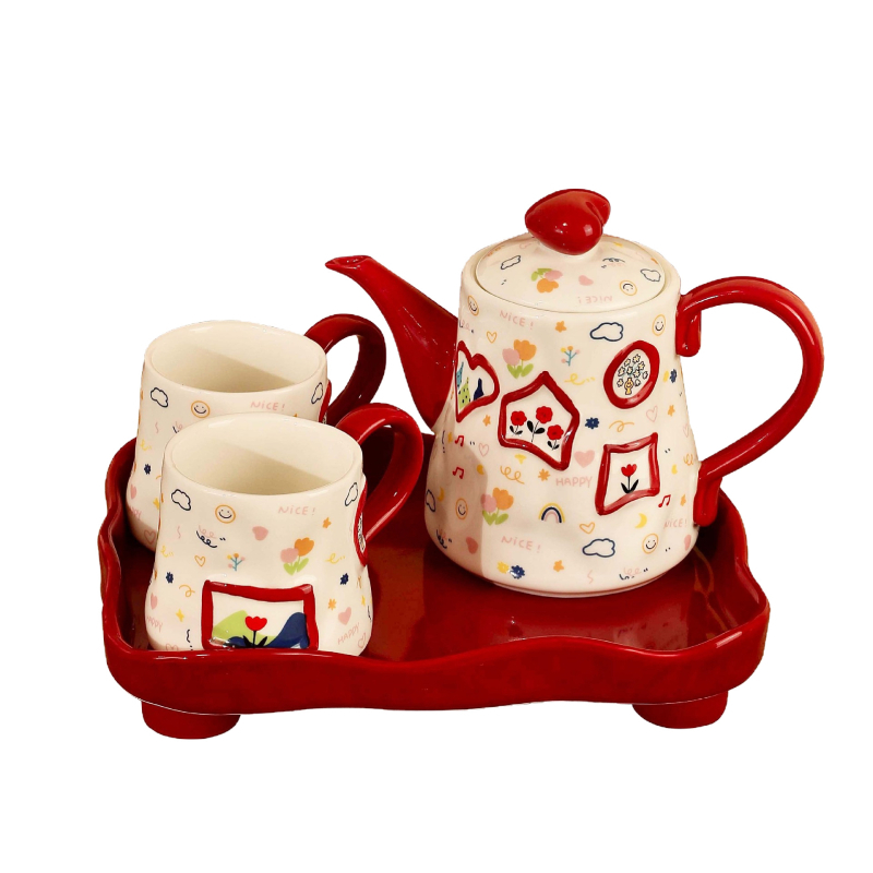 Set de ceai ceramic de înaltă calitate, ambalat într-o cutie cadou, ideal pentru mutarea într-o casă nouă și pentru nuntă