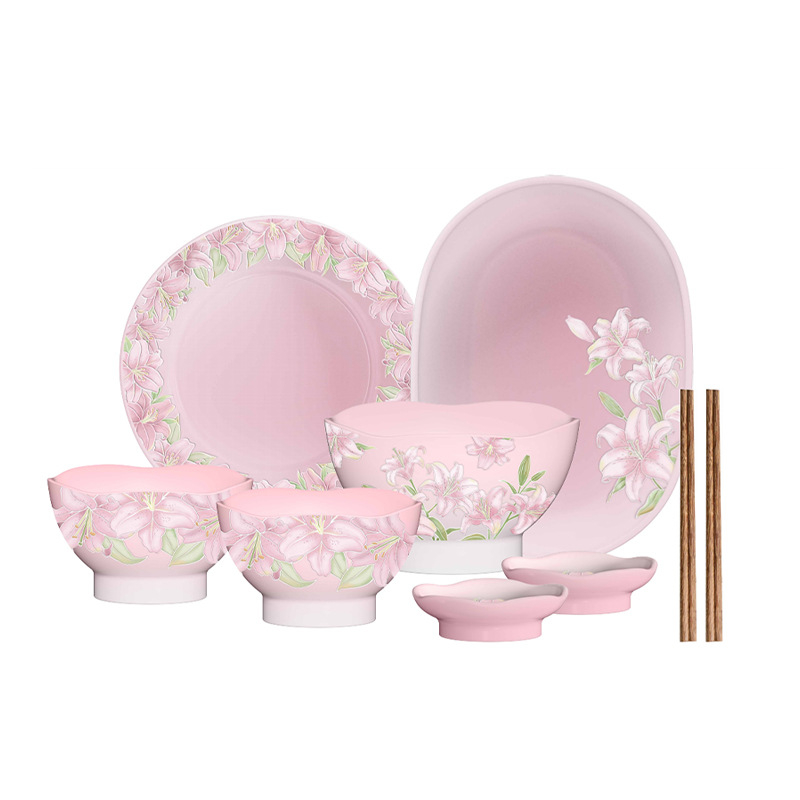 Shang En set de ceai ceramic pentru uz casnic, cutie cadou, design reliefat cu crini, culoare sub glazură, pachet cu șase seturi, stil retro elegant