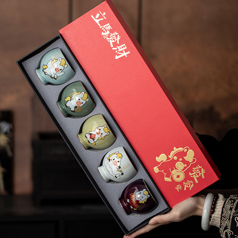 Set cadou din porțelan pentru ceai – cinci cuptoare celebre, stil chinezesc, ceașcă de degustare personală