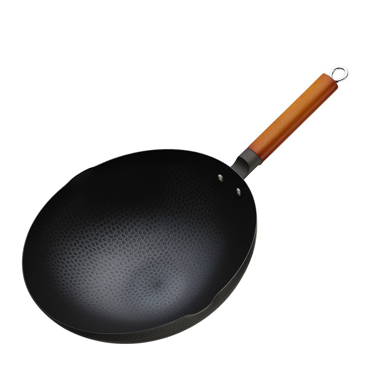 Wok din oțel inoxidabil forjat, 32 cm, potrivit pentru plită cu gaz și plită cu inducție, antiaderent, capacitate mare, rezistent la ruginire