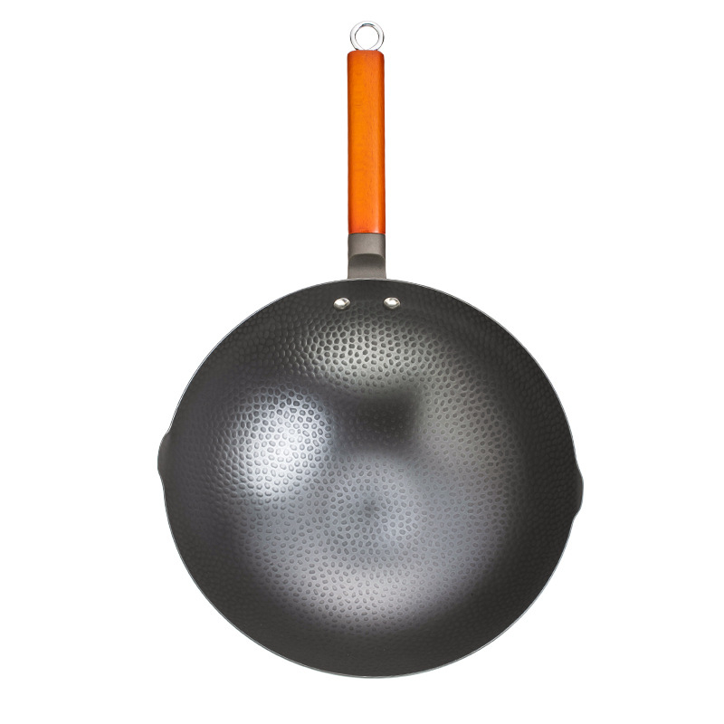Wok din oțel inoxidabil forjat, 32 cm, potrivit pentru plită cu gaz și plită cu inducție, antiaderent, capacitate mare, rezistent la ruginire