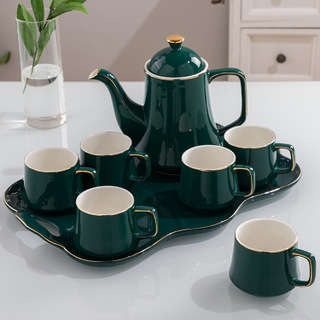 Set ceai ceramic minimalist, pictură manuală, cu cești de călătorie, compact, cadou pentru afaceri