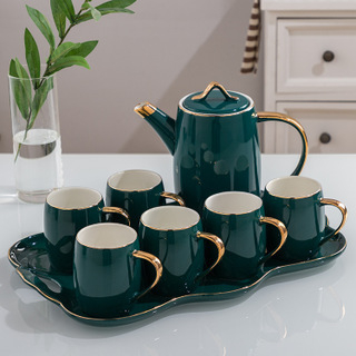 Set ceai ceramic minimalist, pictură manuală, cu cești de călătorie, compact, cadou pentru afaceri