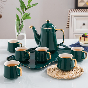 Set ceai ceramic minimalist, pictură manuală, cu cești de călătorie, compact, cadou pentru afaceri
