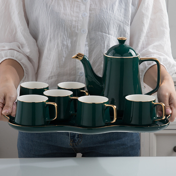 Set ceai ceramic minimalist, pictură manuală, cu cești de călătorie, compact, cadou pentru afaceri