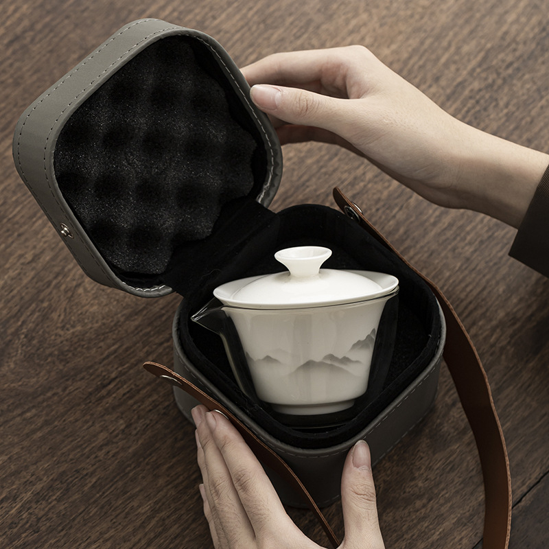 Set de ceai ceramic de călătorie, portabil pentru întâlniri în aer liber, cadou pentru clienți
