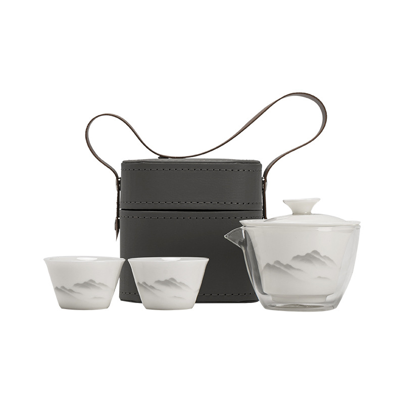 Set de ceai ceramic de călătorie, portabil pentru întâlniri în aer liber, cadou pentru clienți