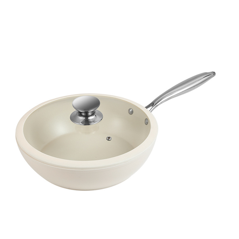 Tigaie plată din aluminiu, 28 cm, cu strat ceramic titan-cristal, antiaderent, compatibil cu plita cu inducție