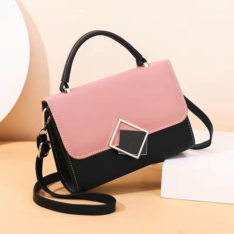 Ženska PU crossbody torbica s geometrijskim uzorkom i blok boja, mala kvadratna torbica