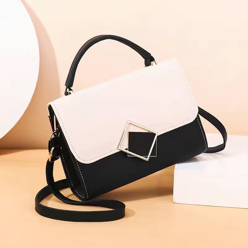 Ženska PU crossbody torbica s geometrijskim uzorkom i blok boja, mala kvadratna torbica