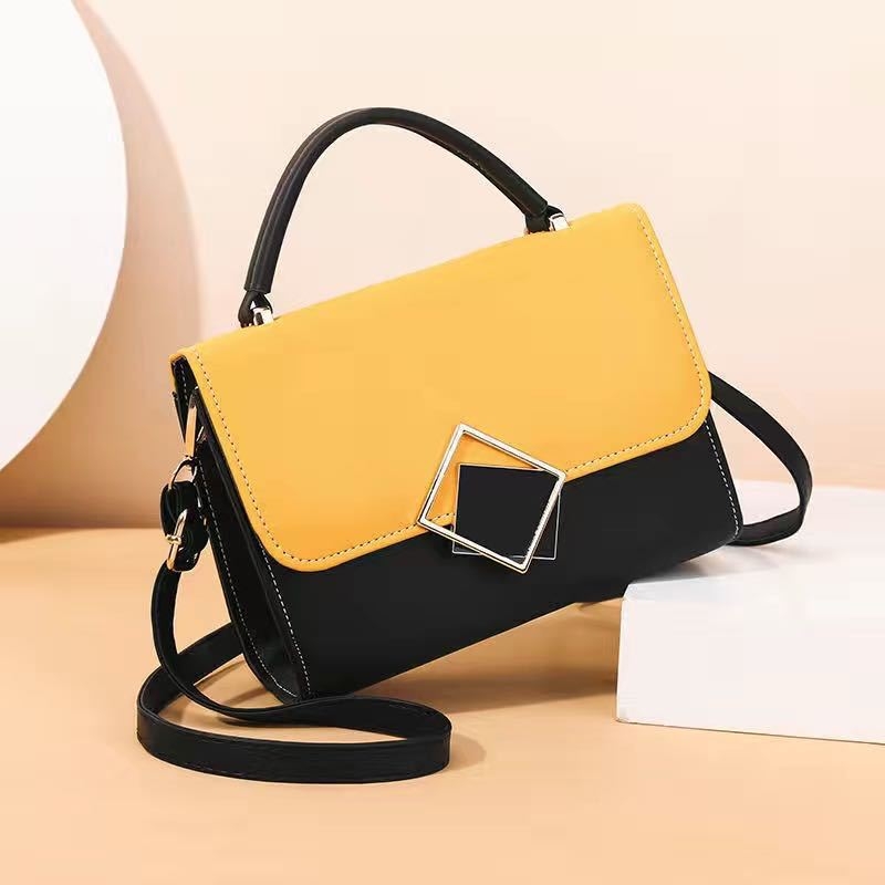 Ženska PU crossbody torbica s geometrijskim uzorkom i blok boja, mala kvadratna torbica