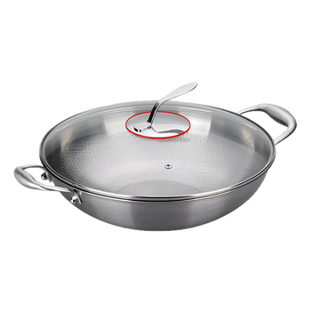 Wok din aliaj de titan, textură ciocănită, fără strat, diametrul 36 cm