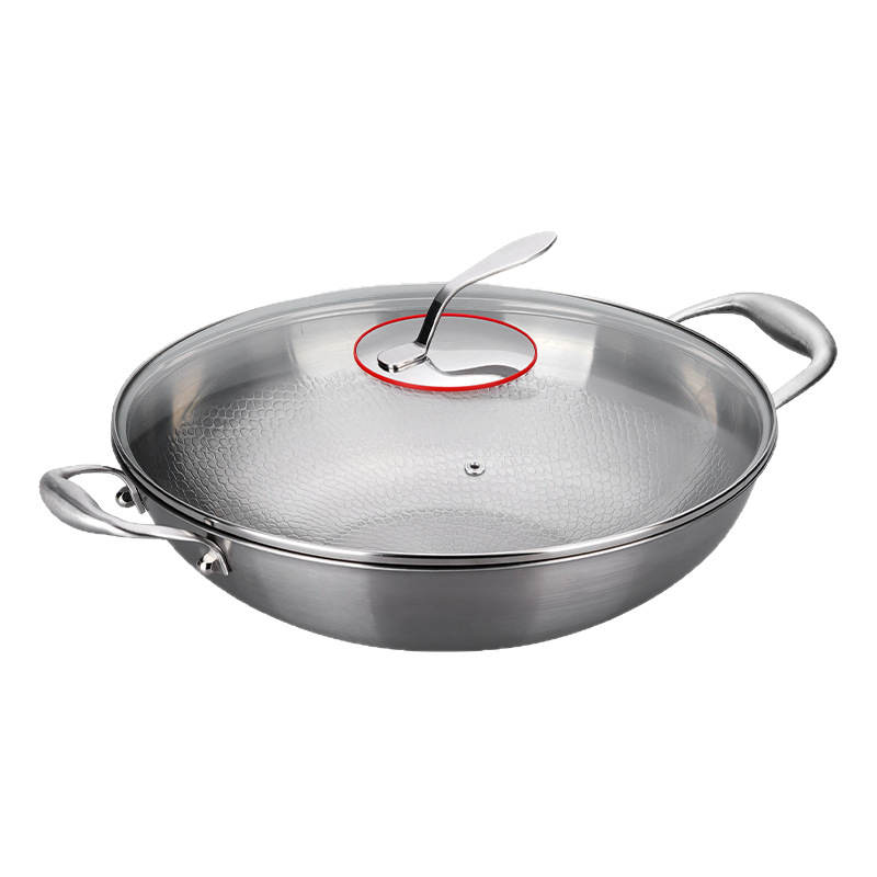 Wok din aliaj de titan, textură ciocănită, fără strat, diametrul 36 cm