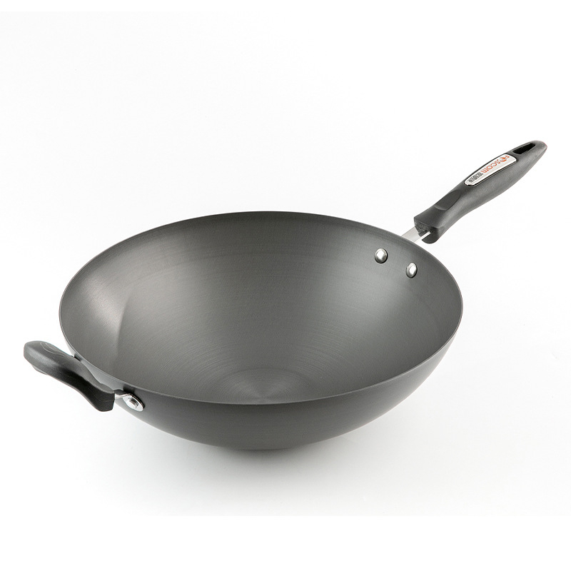 Wok cu anodizare tare, ultra-ușor, antiaderent, capac din oțel inoxidabil, diametru 32 cm