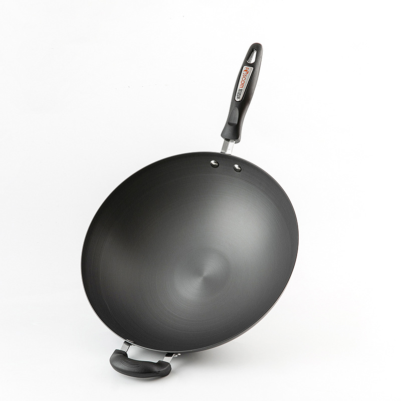 Wok cu anodizare tare, ultra-ușor, antiaderent, capac din oțel inoxidabil, diametru 32 cm