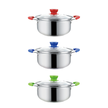 Set de cinci oale pentru supă din oțel inoxidabil, dimensiuni 16/18/20/22/24 cm, fund simplu