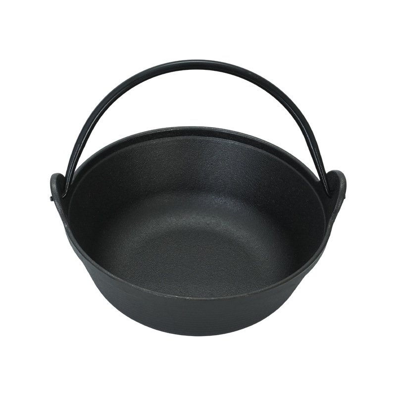 Oală japoneză din fontă pentru supă și Sukiyaki, fără acoperire, oală groasă din fontă, oală pentru supă și hot pot