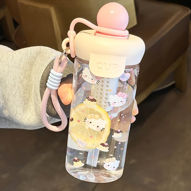 Cupe din plastic de grad alimentar, capacitate mare, cu pai, model cartoon pentru elevi