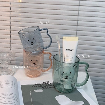 Pahar din plastic pentru periuța de dinți și clătirea gurii, cu design ursuleț, pentru casă, baie, copii