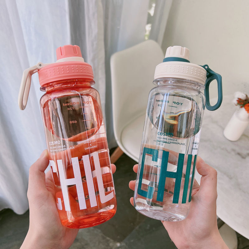 Sticla de apă cu capacitate mare, din plastic alimentar, rezistentă la temperaturi înalte, pentru sport și fitness, pentru bărbați și femei, portabilă pentru exterior, 1000 ml