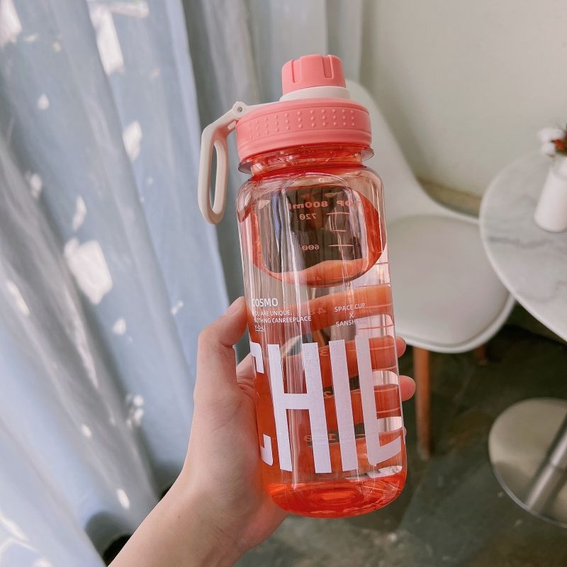 Sticla de apă cu capacitate mare, din plastic alimentar, rezistentă la temperaturi înalte, pentru sport și fitness, pentru bărbați și femei, portabilă pentru exterior, 1000 ml
