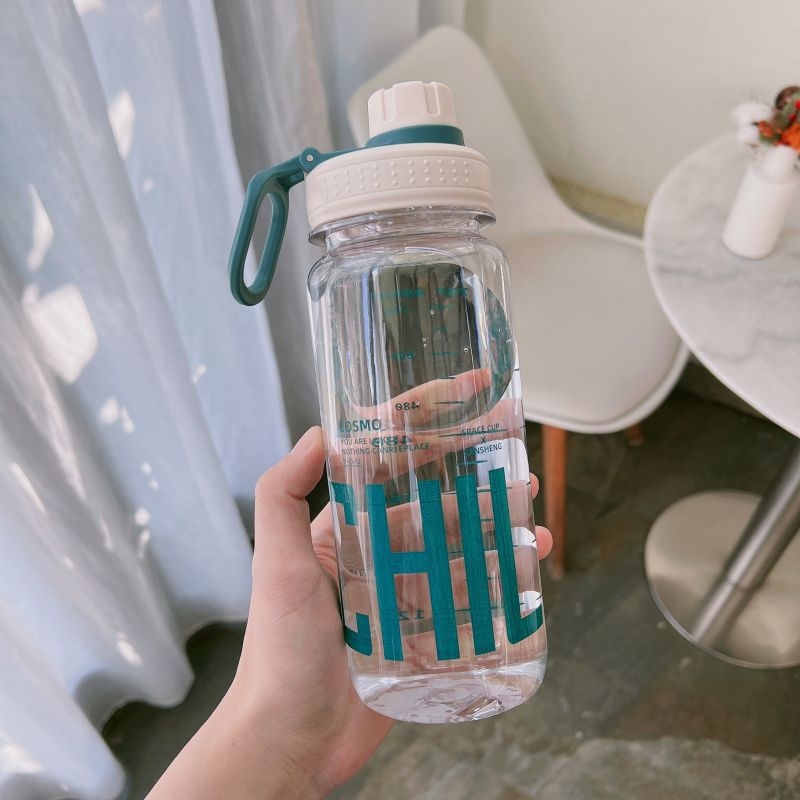 Sticla de apă cu capacitate mare, din plastic alimentar, rezistentă la temperaturi înalte, pentru sport și fitness, pentru bărbați și femei, portabilă pentru exterior, 1000 ml