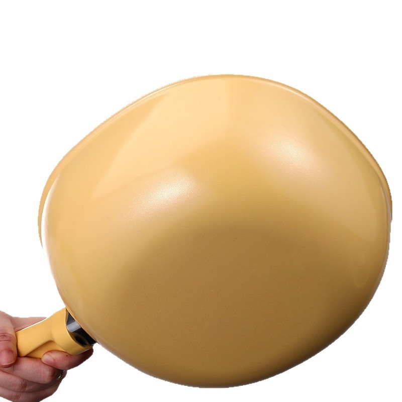 Wok ceramic antiaderent cu bază dublă, tigaie mică ceramică antiaderentă pentru aragaz cu gaz și plită cu inducție
