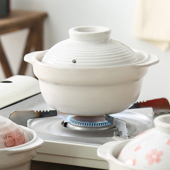 Caserolă japoneză din lut pentru o singură porție, uz casnic, rezistentă la temperaturi înalte, compatibilă cu plita ceramică electrică, capac, 1 L – orez, tocăniță, supă