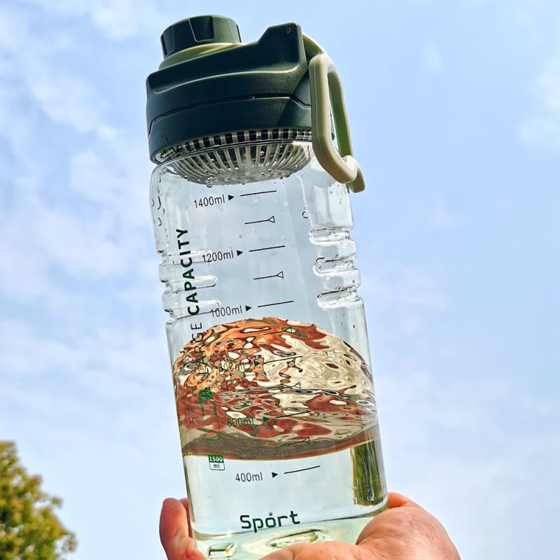 Cana din plastic transparent, rezistentă la temperaturi înalte, bidon sport pentru fitness și călătorii, capacitate 1,5 L