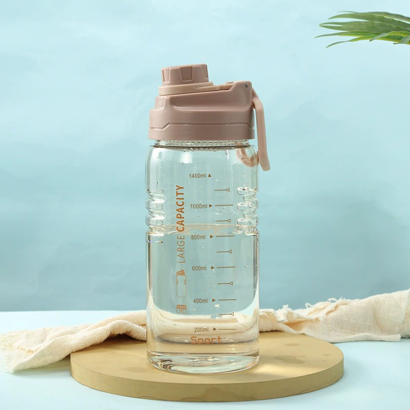 Cana din plastic transparent, rezistentă la temperaturi înalte, bidon sport pentru fitness și călătorii, capacitate 1,5 L