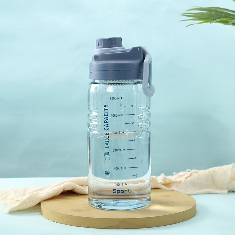 Cana din plastic transparent, rezistentă la temperaturi înalte, bidon sport pentru fitness și călătorii, capacitate 1,5 L