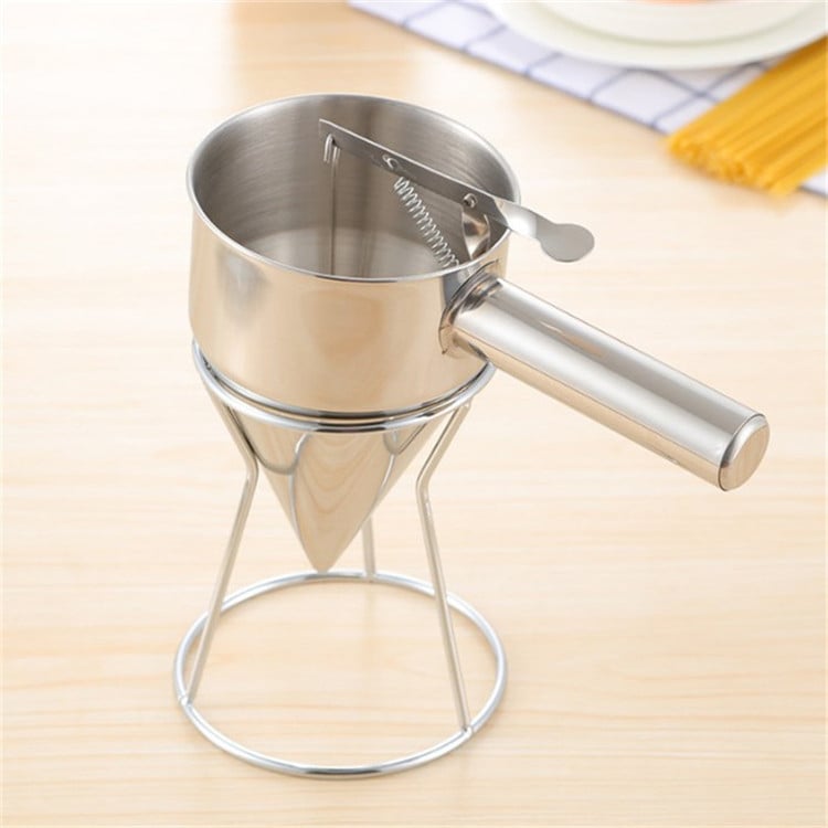 Set de unelte pentru takoyaki din oțel inoxidabil: pâlnie pentru bile de caracatiță, pâlnie conică pentru aluat și separator