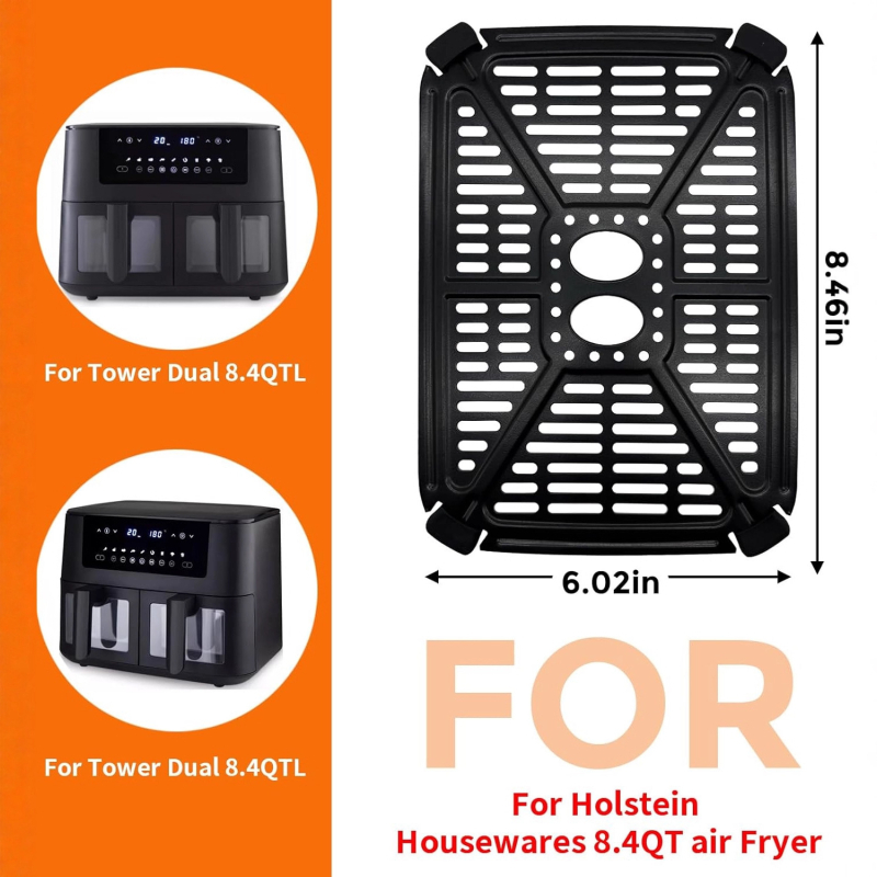 Accesorii Holstein Housewares pentru friteuză cu aer, pentru vas dublu, 4,4 Qt: placă de susținere și placă de barieră a uleiului