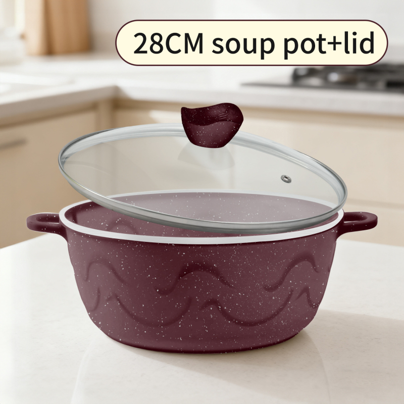 Set din aluminiu turnat, antiaderent, 19 piese, cuprinde tigăni și oale