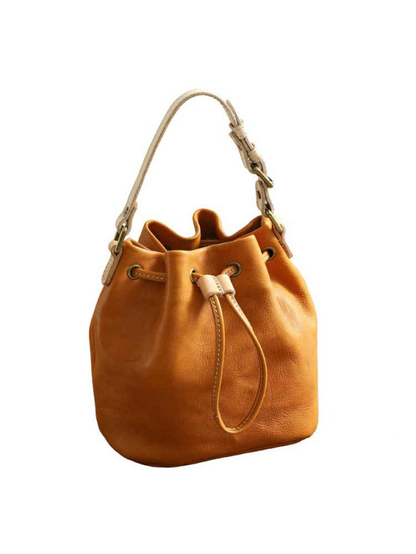 Torba bucket od prave kože, vintage, ručno izrađena, koža obrađena biljnim postupkom, resica, minimalistička crossbody torba 21030