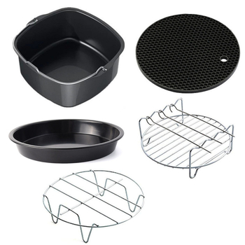 Set de 5 accesorii pentru friteuza cu aer, coș de tort de 7 inch, tavă pătrată de copt, compatibil cu 3,5–5,8 qt