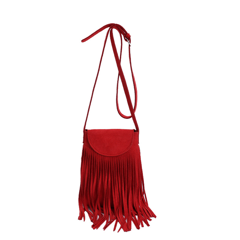 Nova mini torbica za telefon za jesen-zimu, jednostavan dizajn, sa resicama, retro brušena koža crossbody torbica za žene