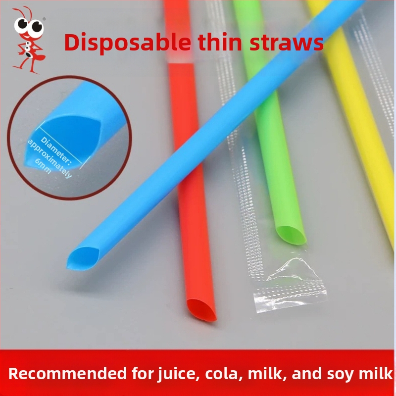 Jednokratna čvrsta plastična slamka, individualno pakirana, za napitke s perlama i sojinim mlijekom, prozirna