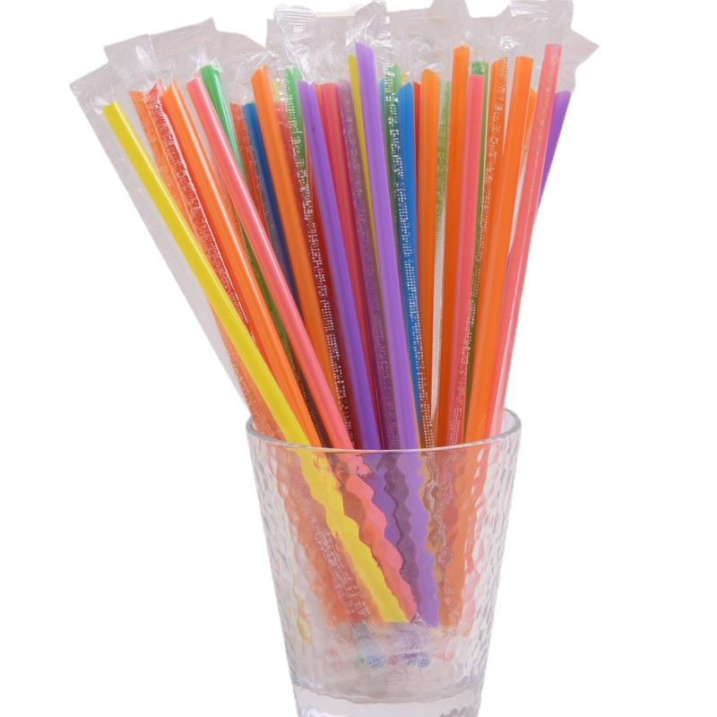 Jednokratna čvrsta plastična slamka, individualno pakirana, za napitke s perlama i sojinim mlijekom, prozirna