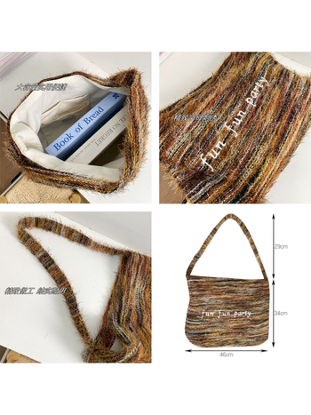 Ženska pliš torba preko ramena za jesen-zimu, elegantan crossbody s vintage izvezom slova i resicama