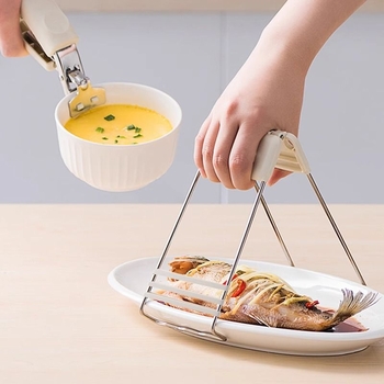 Clește din oțel inoxidabil antiarsuri pentru aburirea legumelor și a farfuriilor