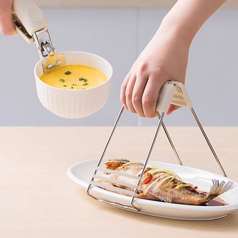 Clește din oțel inoxidabil antiarsuri pentru aburirea legumelor și a farfuriilor