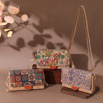 Ženska torbica od pluta u retro etno stilu s patchworkom i jedinstvenim uzorkom kore, svestrana crossbody torba za svakodnevnu upotrebu
